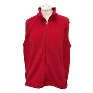 VTG Lands End Mens Aircore-200 Red Fleece Vest XL 46-48 Regular 100% Polyester